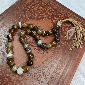 تسبیح سنگی عقیق ماداگاسکار قهوه ای 33 مهره سایز 10 | تسبیح اصل | تسبیح اورجینال | تسبیح صلوات | تسبیح متبرک | تسبیح آنتیک و کلکسیونی و عتیقه | تسبیح طبیعی | تسبیح فاخر | هدیه روز پدر | تسبیح دست ساز