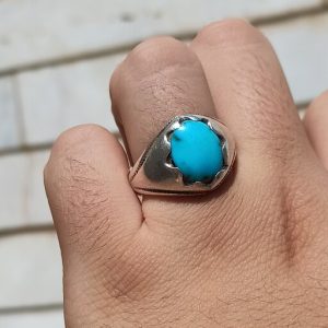 قیمت و خرید انگشتر نقره کار دست فیروزه اصل نیشابوری محک عجمی طبیعی درجه یک کهنه بی نظیر زیبا