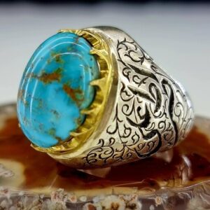 قیمت و خرید انگشتر مردانه فیروزه نیشابوری طبیعی تمام مغز رکاب نقره 925 تمام دست ساز