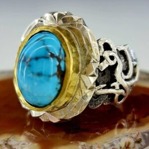 قیمت و خرید انگشتر مردانه فیروزه نیشابوری طبیعی و اصل تمام مغز رکاب نقره 925 تمام دست ساز