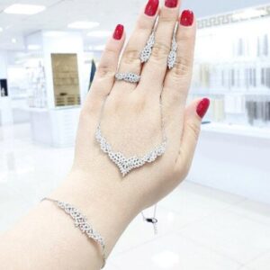 ست نقره زنانه | ست نقره 925 عیار | انگشتر نقره | گردنبند نقره | گوشواره نقره | سرویس نقره | جواهری خانوم سنگی