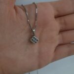 گردنبند نقره عیار 925 | گردنبند نقره تاس | طرح تاس | گردنبند زنانه | جواهری خانوم سنگی | کد 1014