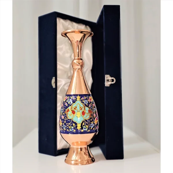 قیمت و خرید گلدان مس و پرداز (طلایی) ارتفاع 30 سانتی به همراه جعبه هدیه شخصی و سازمانی - Image 4