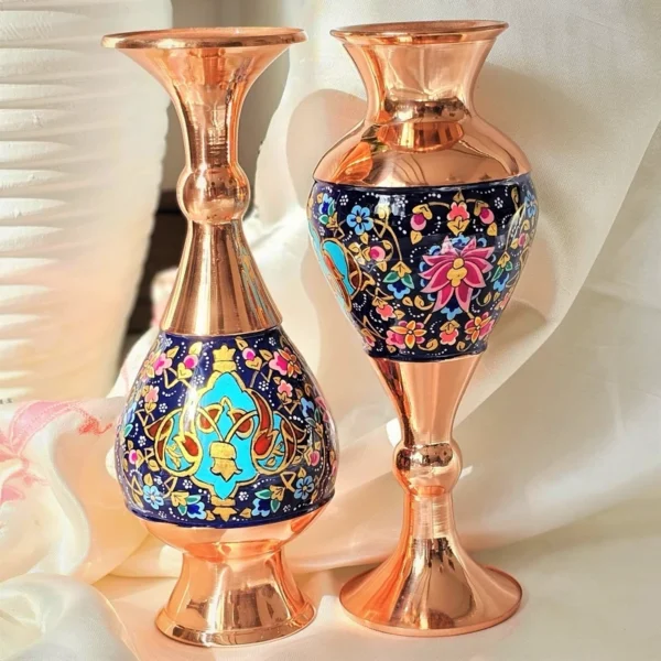 قیمت و خرید گلدان مسی و پرداز 20 سانتی دو عددی مدل پرداز طلایی به همراه جعبه فانتزی - Image 4