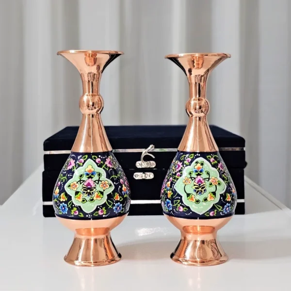 قیمت و خرید گلدان مسی و پرداز 20سانتی دو عددی به همراه جعبه فانتزی - Image 4