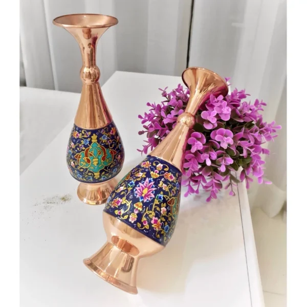 قیمت و خرید گلدان مسی و پرداز طلایی ارتفاع 30 - Image 6