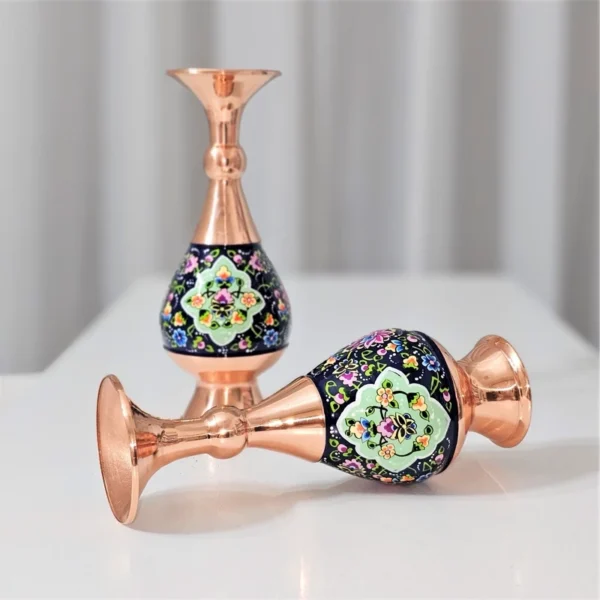 قیمت و خرید گلدان مسی و پرداز ارتفاع 20 سانتی مجموعه دو عددی - Image 5
