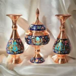 قیمت و خرید ست گلدان 20 و شکلات خوری 23 پایه دار مس پرداز طلایی