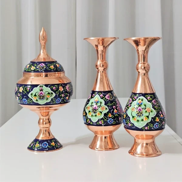 قیمت و خرید ست گلدان 20 و شکلات خوری 23 مس و پرداز به همراه جعبه فانتزی - Image 2