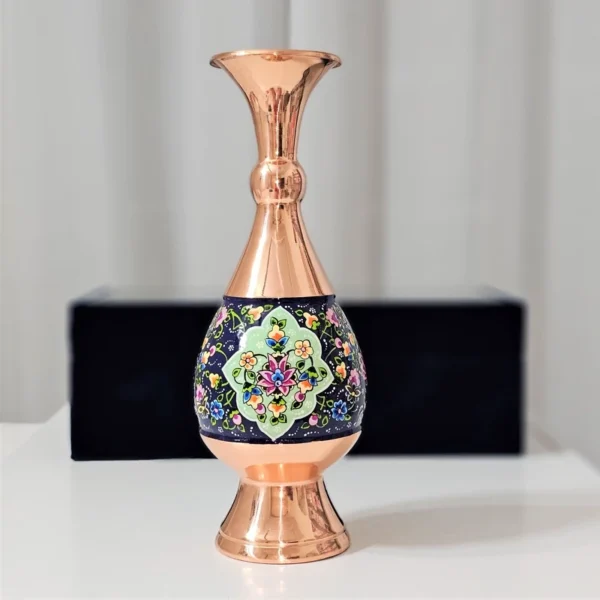 قیمت و خرید گلدان مسی و پرداز ارتفاع 25سانت به همراه جعبه فانتزی مناسب هدیه - Image 1