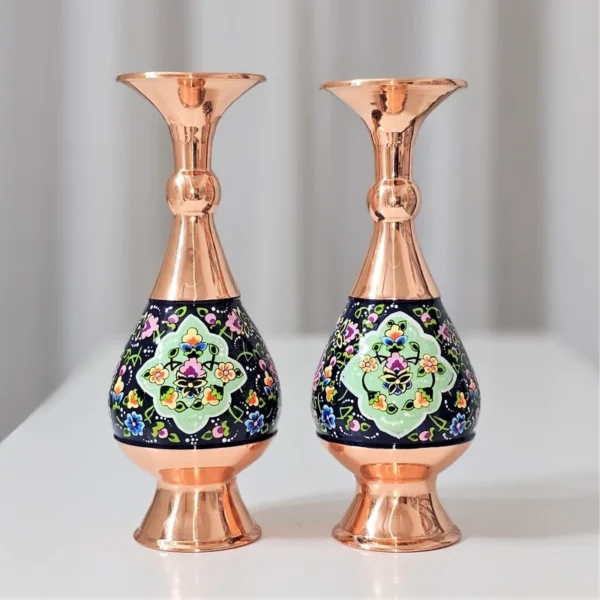 قیمت و خرید گلدان مسی و پرداز ارتفاع 20 سانتی مجموعه دو عددی - Image 4