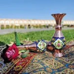 قیمت و خرید گلدان مسی و پرداز 16 سانتی طرح ترنج بسته دو عددی - Image 6