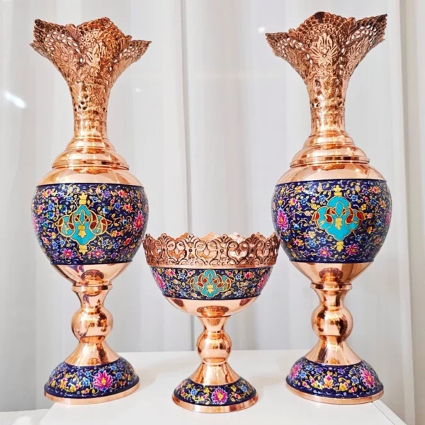 قیمت و خرید سنبل دان مس و پرداز و قلمزنی ارتفاع 48 مجموعه دوعددی - Image 4