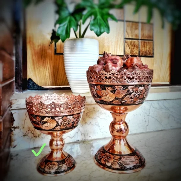 قیمت و خرید آجیل خوری مسی طرح الماس تراش ارتفاع 21 - Image 1
