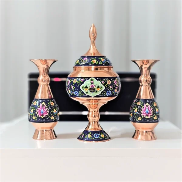 قیمت و خرید ست گلدان 16 و شکلات خوری 23 مسی طرح پرداز به همراه جعبه فانتزی - Image 4