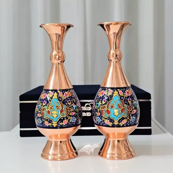 قیمت و خرید گلدان مسی مدل مس و پرداز 25سانت دوعددی به همراه جعبه فانتزی - Image 1