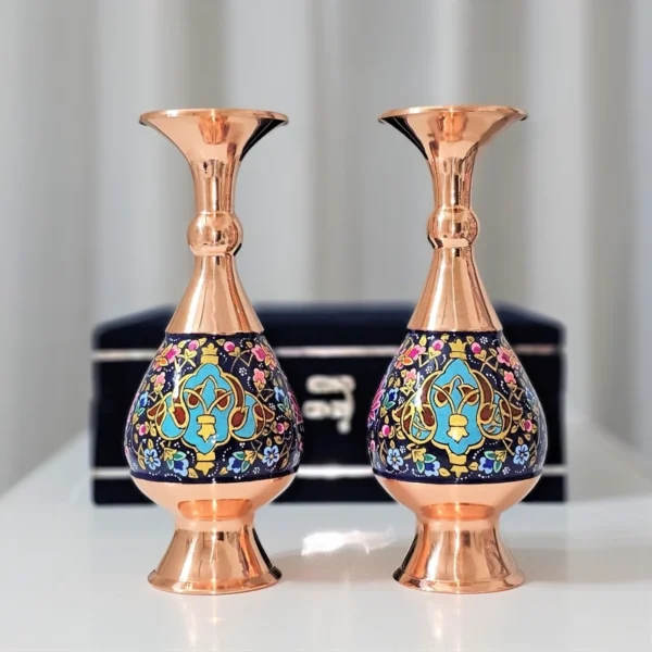 قیمت و خرید گلدان مسی و پرداز 20 سانتی دو عددی مدل پرداز طلایی به همراه جعبه فانتزی - Image 6
