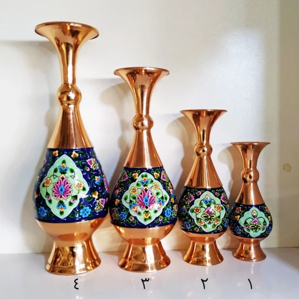 قیمت و خرید گلدان مسی و پرداز ارتفاع 20 سانتی مجموعه دو عددی - Image 2