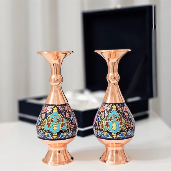 قیمت و خرید گلدان مسی و پرداز 20 سانتی دو عددی مدل پرداز طلایی به همراه جعبه فانتزی - Image 9