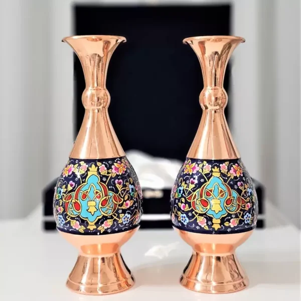 قیمت و خرید گلدان مسی مدل مس و پرداز 25سانت دوعددی به همراه جعبه فانتزی - Image 3