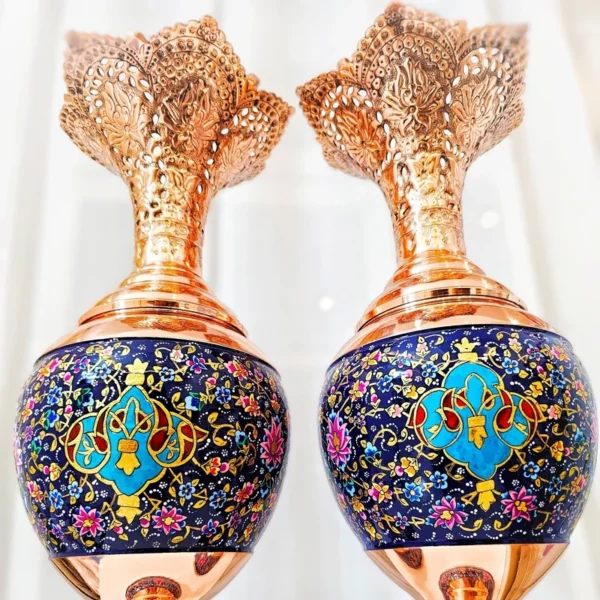 قیمت و خرید سنبل دان مس و پرداز و قلمزنی ارتفاع 48 مجموعه دوعددی - Image 8