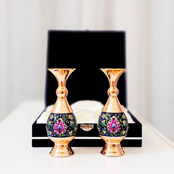 قیمت و خرید گلدان مسی و پرداز 16سانتی مجموعه دو عددی به همراه جعبه فانتزی - Image 1