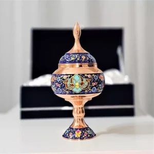 قیمت و خرید شکلات خوری مسی مس و پرداز طلایی ارتفاع 23 به همراه جعبه فانتزی