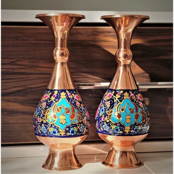 قیمت و خرید گلدان مسی و پرداز 20 سانتی دو عددی مدل پرداز طلایی به همراه جعبه فانتزی - Image 3