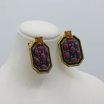 قیمت و خرید گوشواره نقره ترک آبکاری طلا با سنگ های یاقوت سرخ | هدیه تولد | کادو روز زن | نیم ست جواهری زنانه لاکچری | سرویس نقره | روز مادر | اصل - Image 4